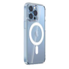 iPhone 14 Pro Max Kılıf M-safe Şarj Özellikli Şeffaf Sert PC Zore Embos Kılıf-Renksiz