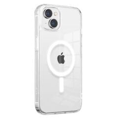 iPhone 13 Mini Kılıf M-safe Şarj Özellikli Şeffaf Sert PC Zore Embos Kılıf-Renksiz