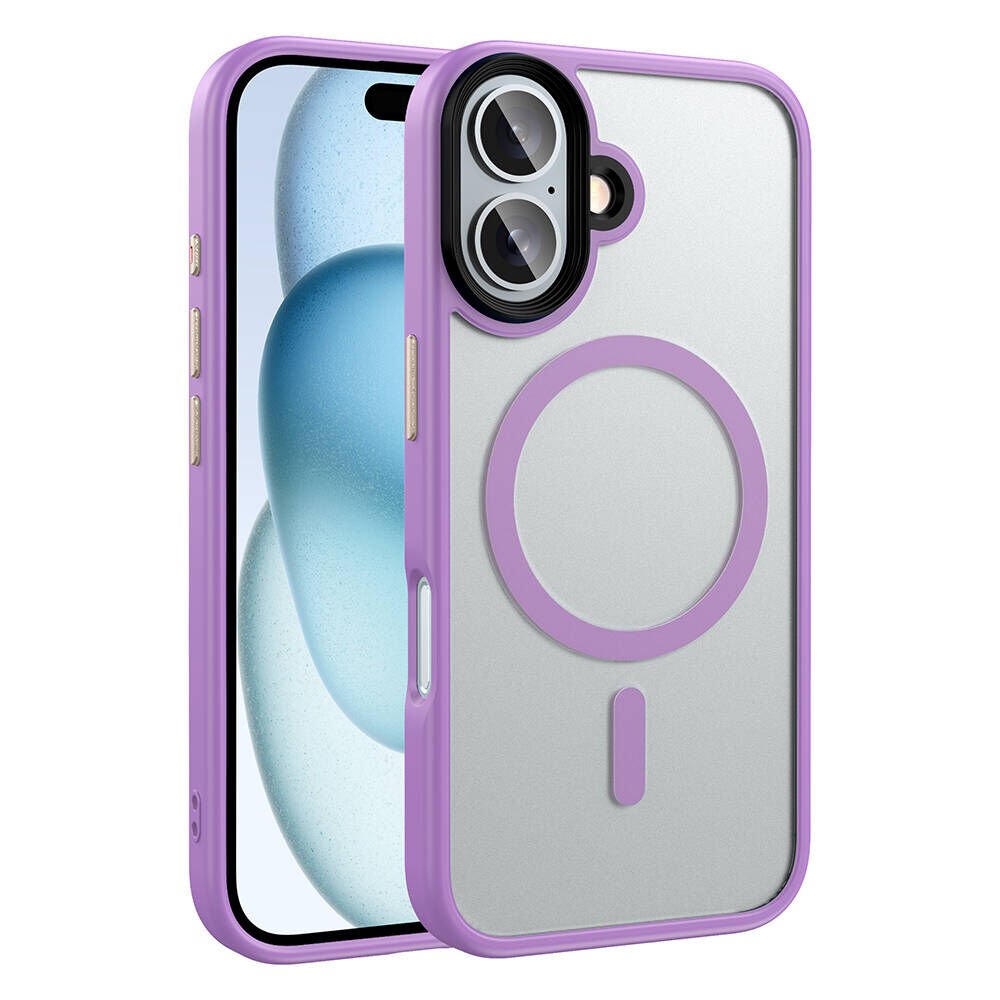iPhone 16 Plus Kılıf Mat Arka Yüzey Wireless Şarj Özellikli Zore Flet M-safe Kılıf-Pembe