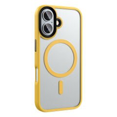 iPhone 16 Plus Kılıf Mat Arka Yüzey Wireless Şarj Özellikli Zore Flet M-safe Kılıf-Rose Gold