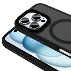 iPhone 16 Pro Max Kılıf Mat Arka Yüzey Wireless Şarj Özellikli Zore Flet M-safe Kılıf-Pembe