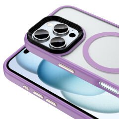 iPhone 16 Pro Max Kılıf Mat Arka Yüzey Wireless Şarj Özellikli Zore Flet M-safe Kılıf-Rose Gold