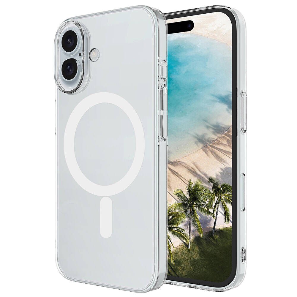 iPhone 16 Kılıf Zore M-safe Şarj Özellikli Şeffaf Tek Kamera Çerçeveli Porto Kılıf-Şeffaf
