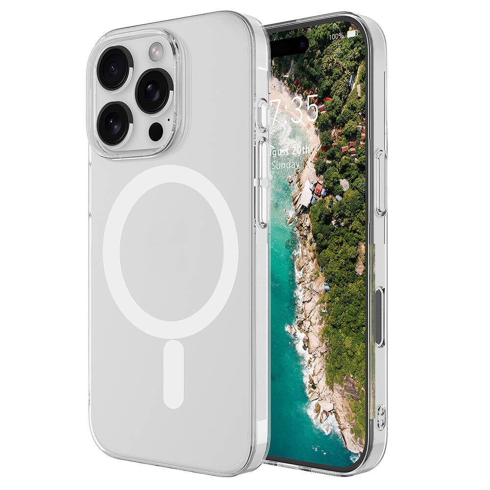 iPhone 16 Pro Max Kılıf Zore M-safe Şarj Özellikli Şeffaf Tek Kamera Çerçeveli Porto Kılıf-Şeffaf