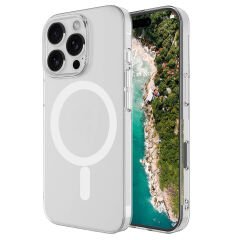 iPhone 16 Pro Max Kılıf Zore M-safe Şarj Özellikli Şeffaf Tek Kamera Çerçeveli Porto Kılıf-Şeffaf