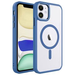 iPhone 11 Kılıf Wireless Şarj Özellikli Zore Krom M-safe Silikon Kılıf-Lavendery Gray