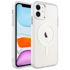 iPhone 11 Kılıf Wireless Şarj Özellikli Zore Krom M-safe Silikon Kılıf-Renksiz