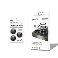iPhone 16 Pro Zore CL-12 Premium Safir Parmak İzi Bırakmayan Anti-Reflective Kamera Lens Koruyucu-Titanyum-Gri