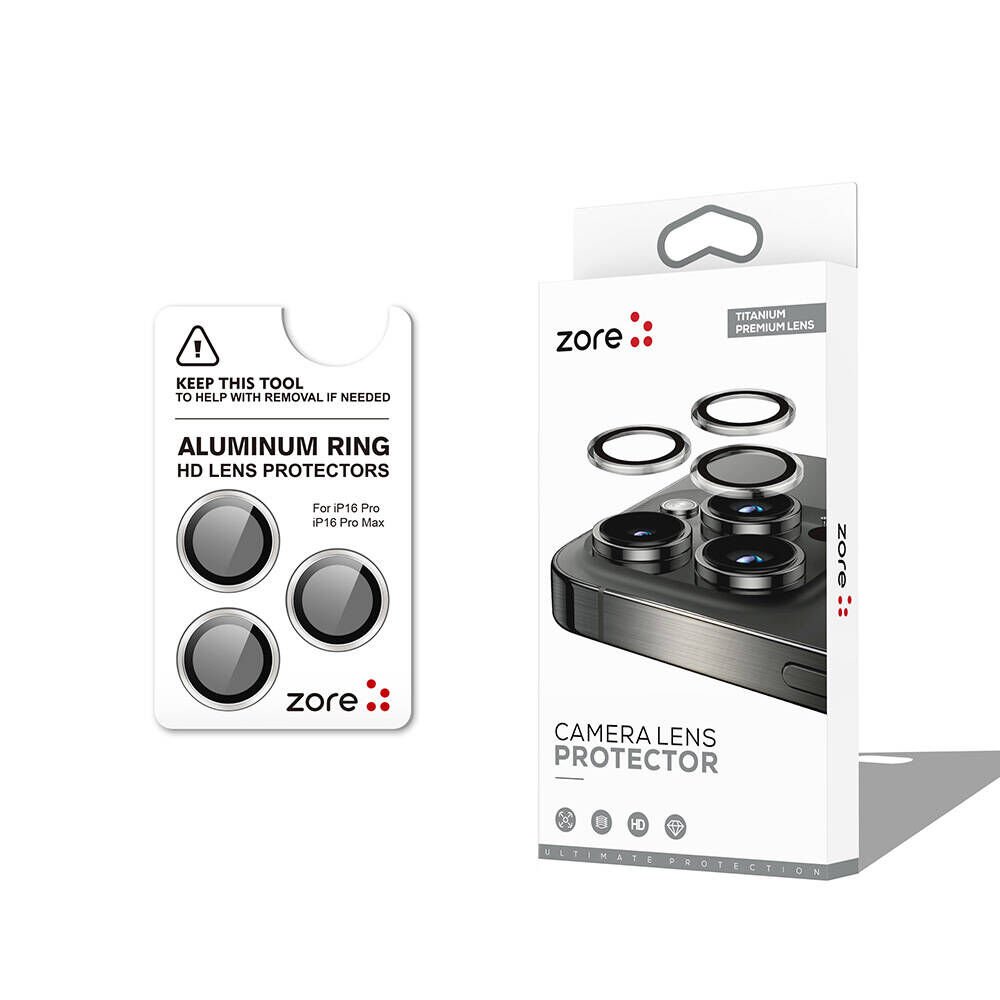 iPhone 16 Pro Zore CL-12 Premium Safir Parmak İzi Bırakmayan Anti-Reflective Kamera Lens Koruyucu-Gümüş