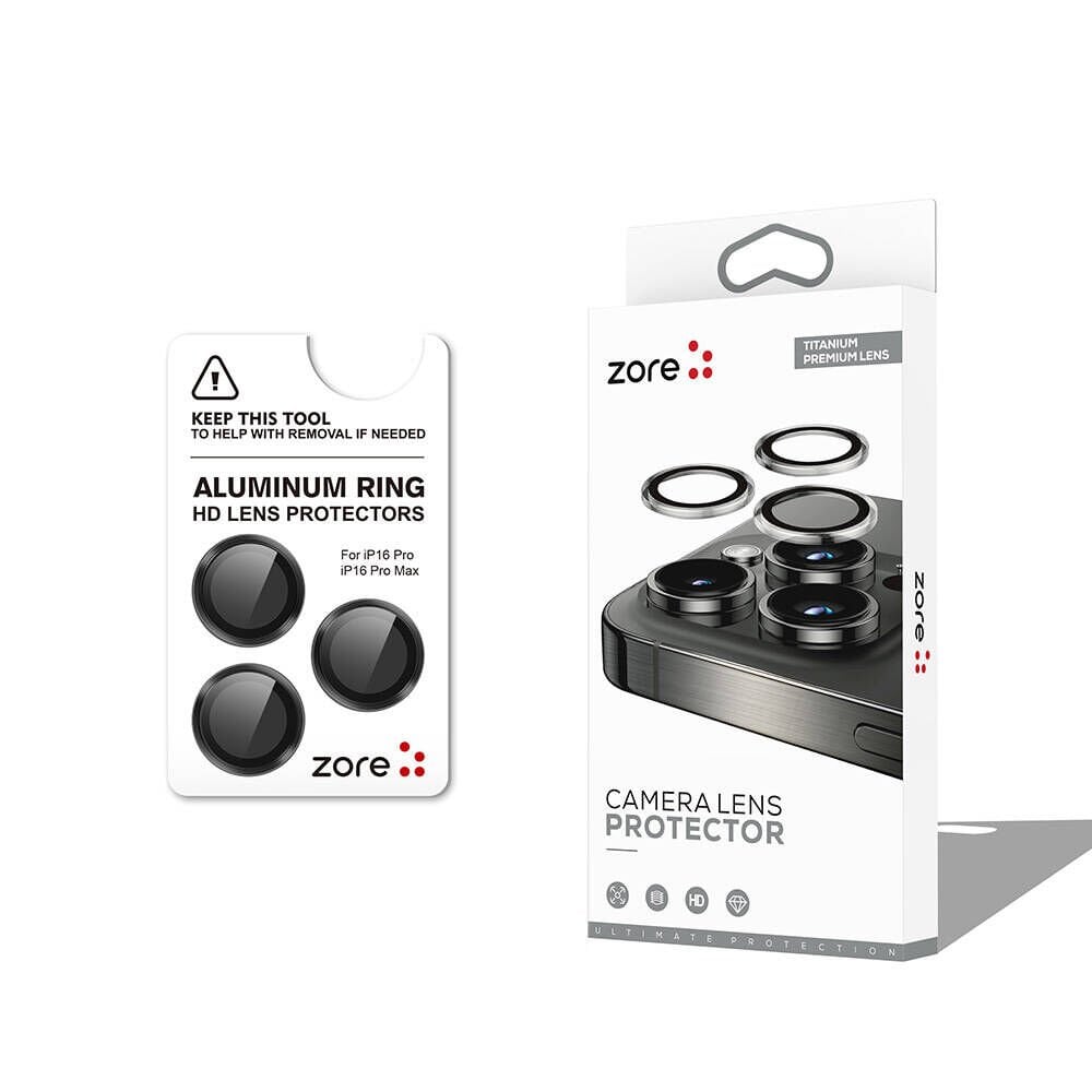 iPhone 16 Pro Max Zore CL-12 Premium Safir Parmak İzi Bırakmayan Anti-Reflective Kamera Lens Koruyucu-Siyah