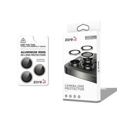 iPhone 16 Pro Max Zore CL-12 Premium Safir Parmak İzi Bırakmayan Anti-Reflective Kamera Lens Koruyucu-Titanyum-Gri