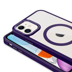 iPhone 11 Kılıf Wireless Şarj Özellikli Zore Krom M-safe Silikon Kılıf-Titanyum