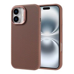 iPhone 16 Kılıf M-safe Şarj Özellikli Karbon Fiber Görünümlü Zore Troy Kılıf-Gümüş