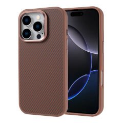 iPhone 16 Pro Max Kılıf M-safe Şarj Özellikli Karbon Fiber Görünümlü Zore Troy Kılıf-Siyah
