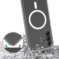 Galaxy S24 FE Kılıf M-safe Şarj Özellikli Şeffaf Sert PC Zore Embos Kılıf-Şeffaf
