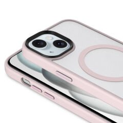 iPhone 13 Kılıf Mat Arka Yüzey Wireless Şarj Özellikli Zore Flet M-safe Kılıf-Mavi