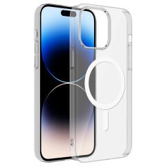 iPhone 14 Pro Kılıf Zore Wireless Şarj Özellikli Şeffaf Tek Kamera Çerçeveli Porto Kılıf-Renksiz