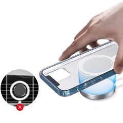 iPhone 12 Mini Kılıf M-safe Şarj Özellikli Şeffaf Sert PC Zore Embos Kılıf-Renksiz