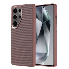 Galaxy S25 Ultra Kılıf M-safe Şarj Özellikli Karbon Fiber Görünümlü Zore Troy Kılıf-Gri