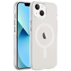 iPhone 13 Kılıf Zore M-safe Şarj Özellikli Buzlu Transparan C-Pro Sert Kılıf-Derin Mor