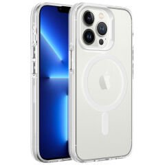 iPhone 13 Pro Max Kılıf Zore M-safe Şarj Özellikli Buzlu Transparan C-Pro Sert Kılıf-Renksiz