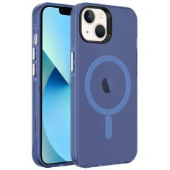 iPhone 14 Kılıf Zore M-safe Şarj Özellikli Buzlu Transparan C-Pro Sert Kılıf-Yeşil