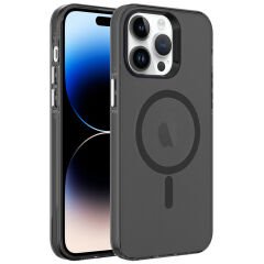 iPhone 14 Pro Kılıf Zore M-safe Şarj Özellikli Buzlu Transparan C-Pro Sert Kılıf-Renksiz