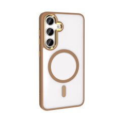 Galaxy S25 Plus Kılıf M-safe Şarj Özellikli Zore Krom M-safe Silikon Kılıf-Siyah