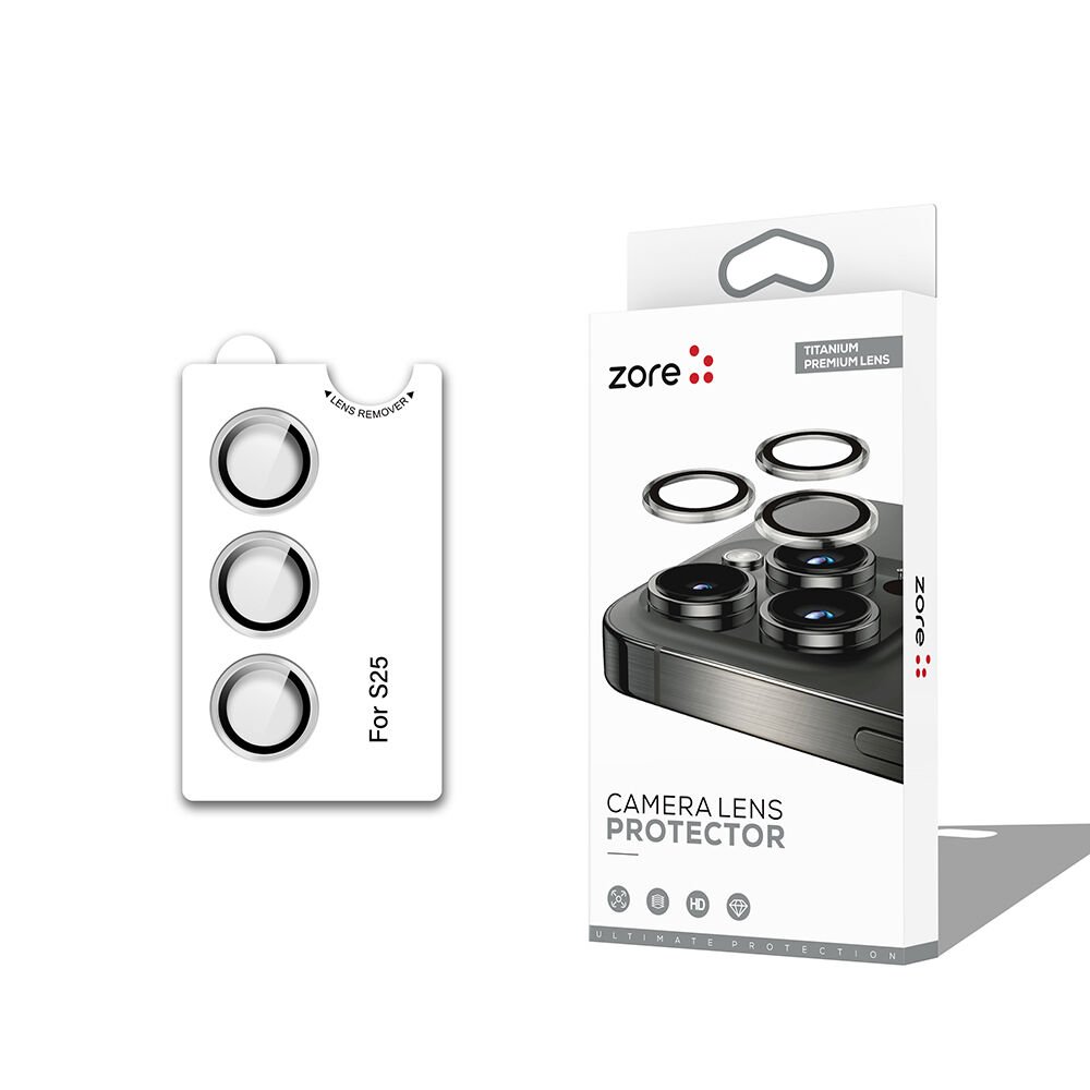 Galaxy S25 Zore CL-12 Premium Safir Parmak İzi Bırakmayan Anti-Reflective Kamera Lens Koruyucu-Gümüş