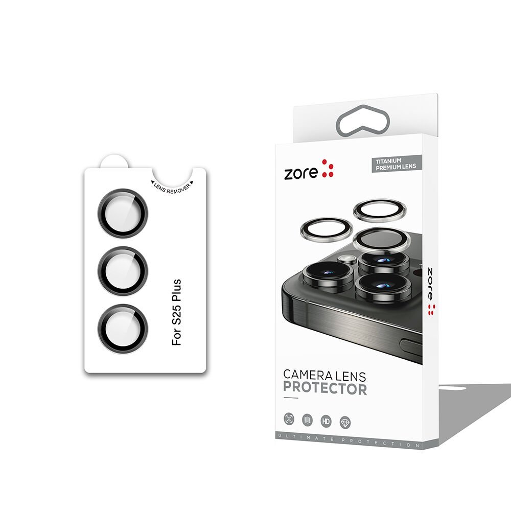 Galaxy S25 Plus Zore CL-12 Premium Safir Parmak İzi Bırakmayan Anti-Reflective Kamera Lens Koruyucu-Siyah