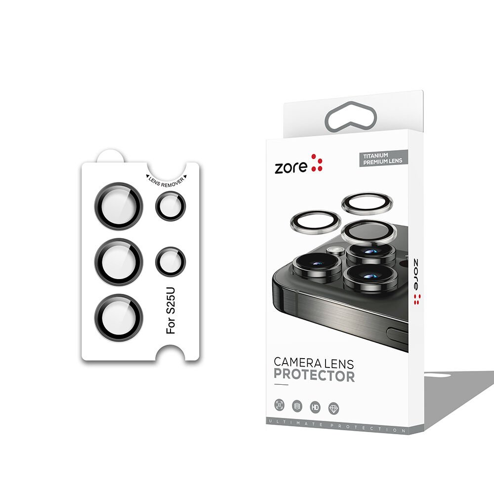 Galaxy S25 Ultra Zore CL-12 Premium Safir Parmak İzi Bırakmayan Anti-Reflective Kamera Lens Koruyucu-Gri