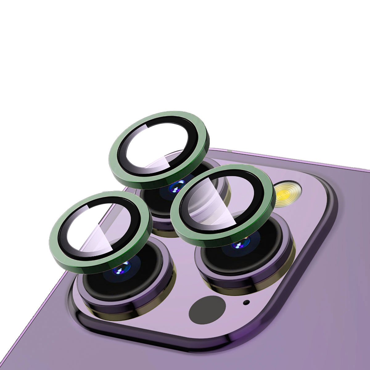 iPhone 13 Pro Max Zore CL-12 Premium Safir Parmak İzi Bırakmayan Anti-Reflective Kamera Lens Koruyucu-Yeşil