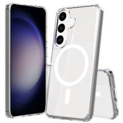 Galaxy S25 Plus Kılıf M-safe Şarj Özellikli Şeffaf Sert PC Zore Embos Kılıf-Şeffaf