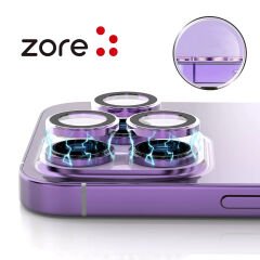 iPhone 14 Zore CL-12 Premium Safir Parmak İzi Bırakmayan Anti-Reflective Kamera Lens Koruyucu-Turuncu