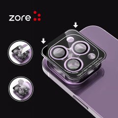 iPhone 14 Zore CL-12 Premium Safir Parmak İzi Bırakmayan Anti-Reflective Kamera Lens Koruyucu-Turuncu