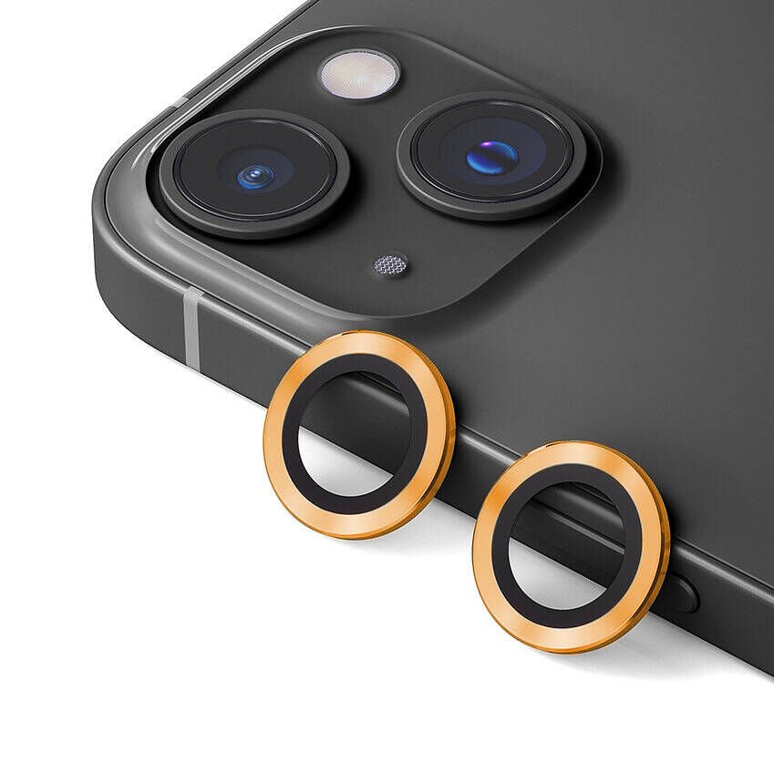 iPhone 14 Zore CL-12 Premium Safir Parmak İzi Bırakmayan Anti-Reflective Kamera Lens Koruyucu-Turuncu