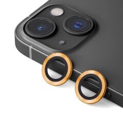 iPhone 14 Zore CL-12 Premium Safir Parmak İzi Bırakmayan Anti-Reflective Kamera Lens Koruyucu-Turuncu