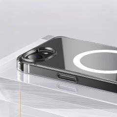 iPhone 16E Kılıf M-safe Şarj Özellikli Şeffaf Sert PC Zore Embos Kılıf-Şeffaf