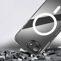 iPhone 16E Kılıf M-safe Şarj Özellikli Şeffaf Sert PC Zore Embos Kılıf-Şeffaf