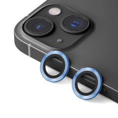 iPhone 14 Zore CL-12 Premium Safir Parmak İzi Bırakmayan Anti-Reflective Kamera Lens Koruyucu-Mavi