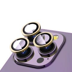 iPhone 14 Pro Zore CL-12 Premium Safir Parmak İzi Bırakmayan Anti-Reflective Kamera Lens Koruyucu-Gold