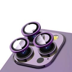 iPhone 14 Pro Zore CL-12 Premium Safir Parmak İzi Bırakmayan Anti-Reflective Kamera Lens Koruyucu-Mor