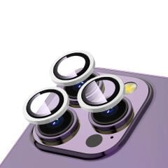 iPhone 14 Pro Max Zore CL-12 Premium Safir Parmak İzi Bırakmayan Anti-Reflective Kamera Lens Koruyucu-Gümüş