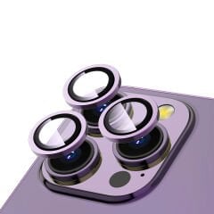 iPhone 14 Pro Max Zore CL-12 Premium Safir Parmak İzi Bırakmayan Anti-Reflective Kamera Lens Koruyucu-Derin Mor
