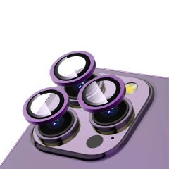 iPhone 14 Pro Max Zore CL-12 Premium Safir Parmak İzi Bırakmayan Anti-Reflective Kamera Lens Koruyucu-Mor
