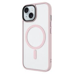 iPhone 15 Kılıf Mat Arka Yüzey Wireless Şarj Özellikli Zore Flet M-safe Kılıf-Derin Mor