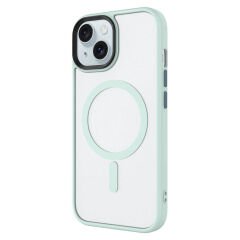 iPhone 15 Kılıf Mat Arka Yüzey Wireless Şarj Özellikli Zore Flet M-safe Kılıf-Derin Mor