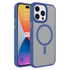 iPhone 15 Pro Max Kılıf Mat Arka Yüzey Wireless Şarj Özellikli Zore Flet M-safe Kılıf-Beyaz